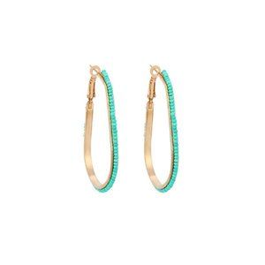 Wine Onion Boho Mint green Looped Pieced Rice Beads Earrings For women or teens